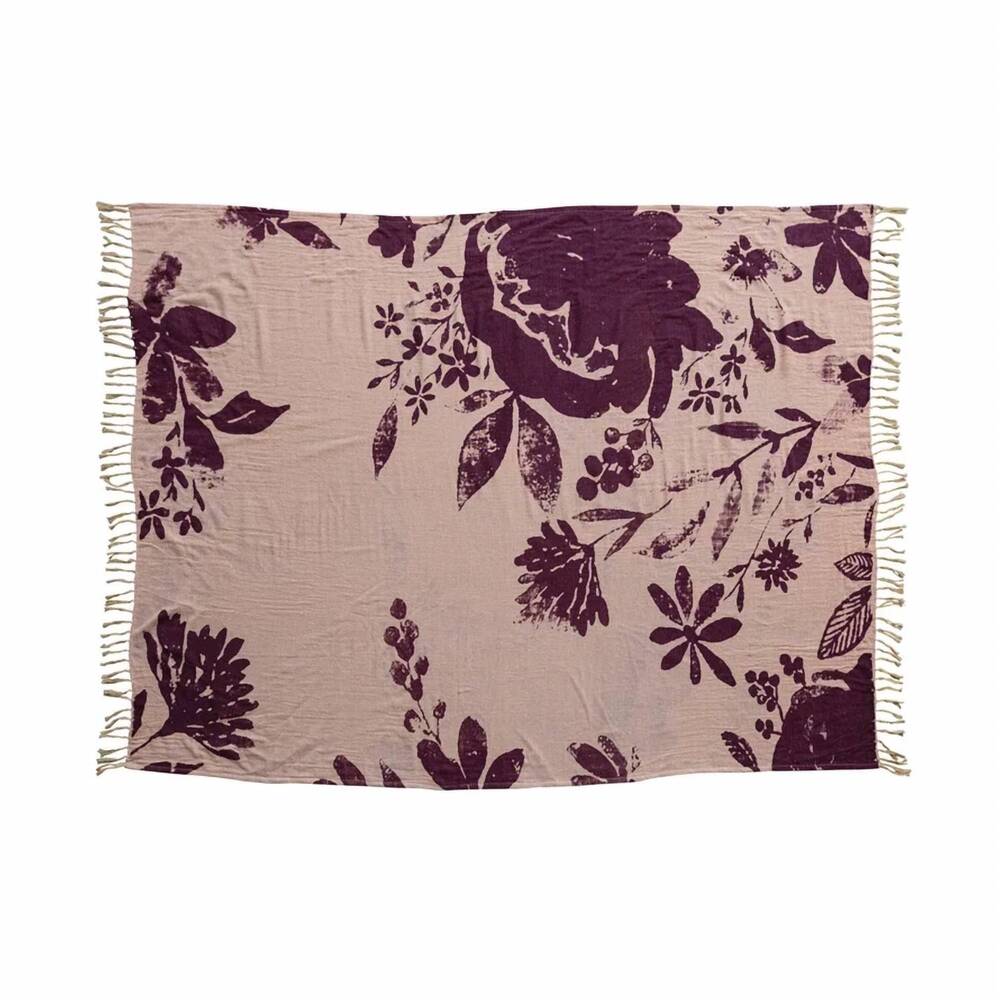 NEW CREATIVE CO-OP two-sided cotton double cloth throw in mauve